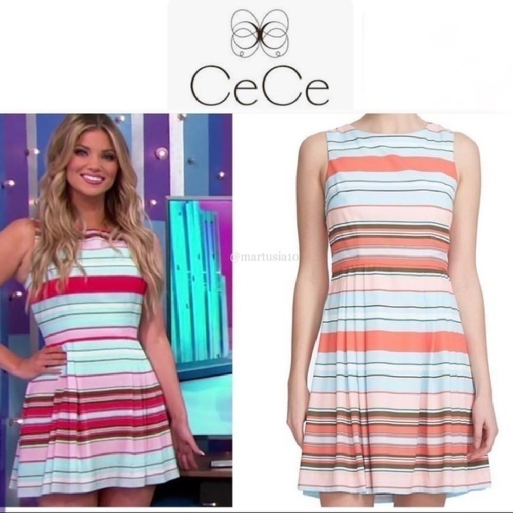 CeCe by Cynthia Steffe Claiborne Sleeveless Striped Fit & Flare Dress 0 NWT 148$